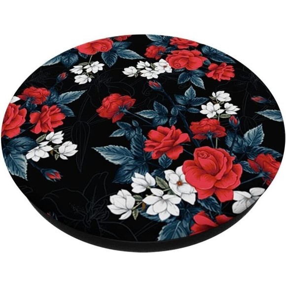 Trendy Floral Spring Red Flowers Seamless Pattern Girly PopSockets PopGrip - Picture 2 of 8